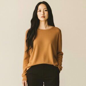 ESKANDAR Cashmere Silk Blend Oversized Crewneck Pullover Sweater Knit Top
